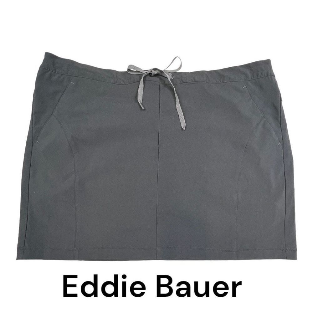 Eddie Bauer Skort Women XL Gray Mini Tie Front Straight Hem Activewear